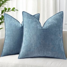 Fodere per cuscini natalizie 24x24 cm, in velluto blu e grigio, set da 2 pezzi (modello europeo).