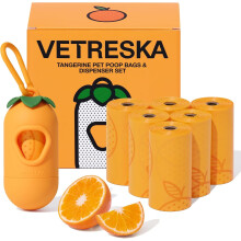 Citrus-Scented Dog Poop Bag Dispenser w/ 105 Leak-Proof, Extra-Thick Bags – Compatible with Standard Holders