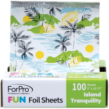 ForPro FUN Island Tranquility 5" Aluminum Hair Foils, Food Safe, Pop-Up Dispenser, 100-Count, compatible with salon color & highlighting services