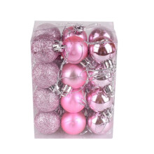XIAOLE 24pcs 3cm Shatterproof Christmas Balls, Reusable Xmas Tree Ornaments, Pink – Compatible with Standard Tree Hooks