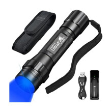 Blue Light Flashlight 450-460nm, Portable LED for Night Fishing & Outdoors – Black WF-508BL