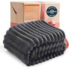 GentleSoft Grey Fleece Blanket for Couch - Cozy Soft Blankets for Women, Cute Small Throws for Girls, 50x70 Inches