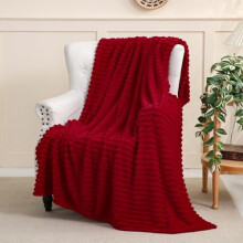 Valentine's Day Red Fleece Throw Blanket 50"x60", Super Soft Plush Microfiber Flannel with Stripes – Lightweight Cozy Gift for Women & Girls