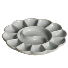 Ręcznie Robiona Paleta Celadon Plum Blossom w Kształcie Akwareli, Tacka Ru Kiln Ceramic Plate i Uchwyt na Długopisy, Biała