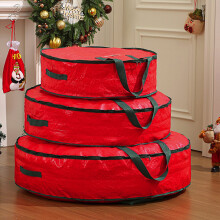 Sac de rangement grande capacité pour couronne de Noël - Boîte imperméable avec fermeture éclair et large ouverture - Tissu résistant aux