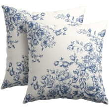 Linen Pillow Covers 18x18 Inch – Eucalyptus Print, 2 Pack