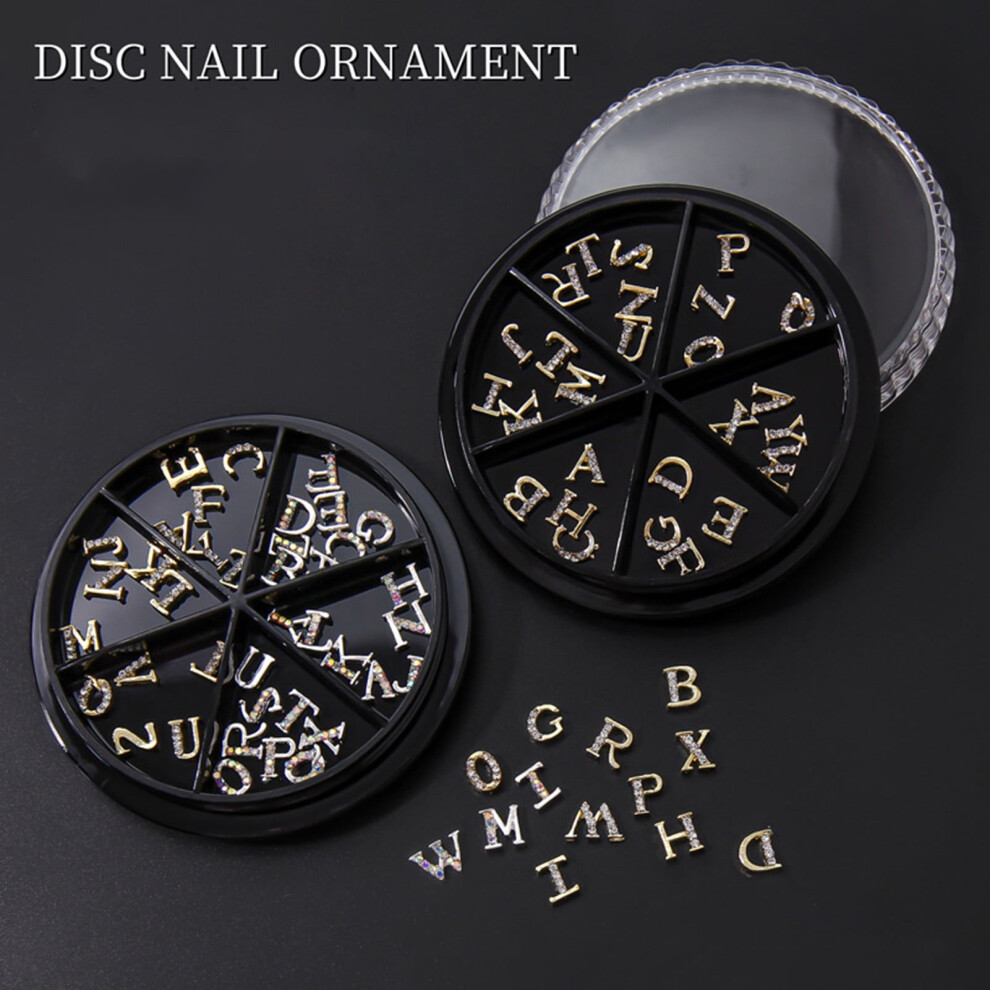 opvise 26Pcs Rhinestones Nails Studs Wear Resistant Remove Easily Manicure Accessories English Letters Nails Studs for Salon