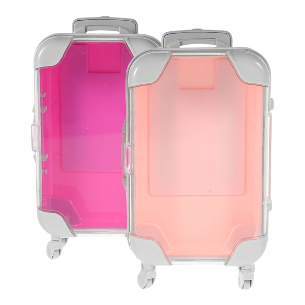 2pcs Simulation Suitcase Makeup Box Portable False Eyelashes Storage Box Travel Makeup Carrying Case