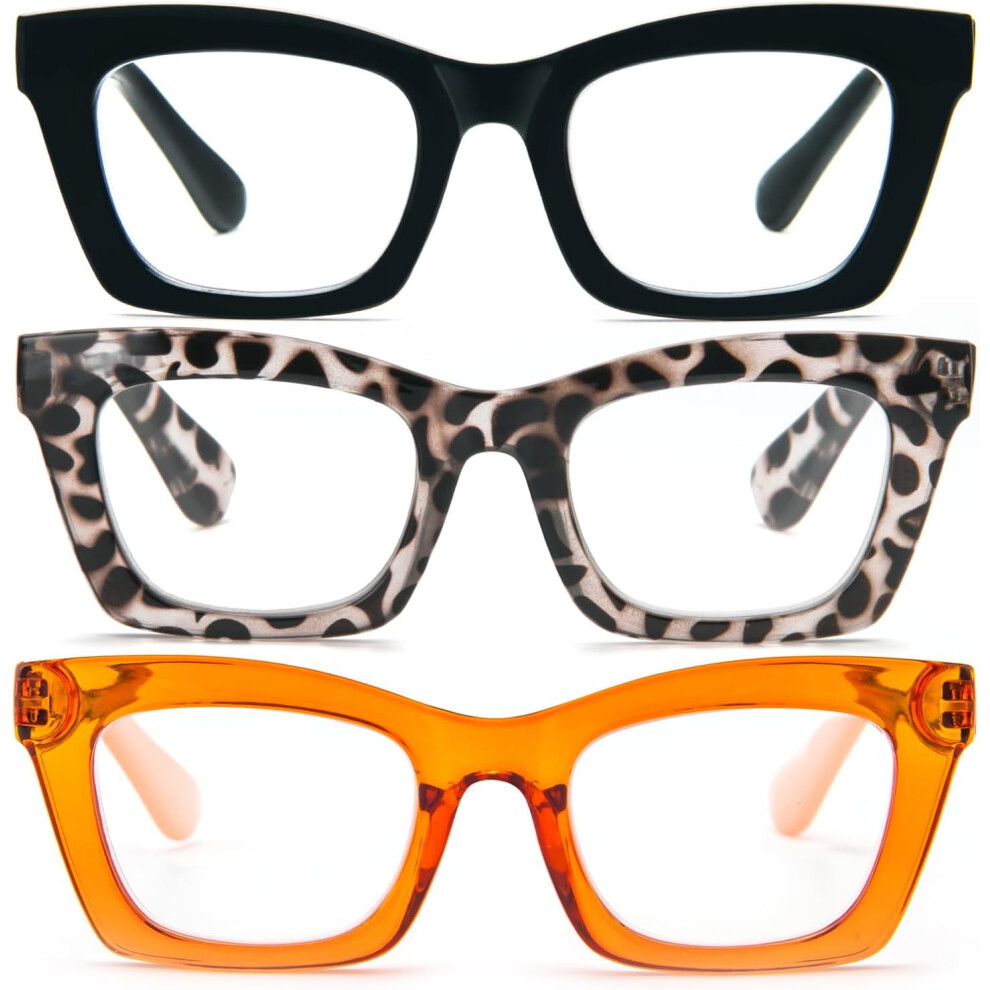 Reading Glasses for Women Oprah Style Oversized Square Spring Hinge Blue Light Blocking Glasses