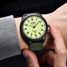 Montre pour homme en nylon étanche avec date, affichage quartz analogique, montre-bracelet en nylon
