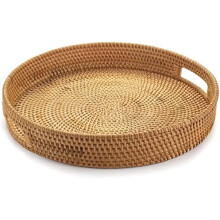 Serviertablett aus Rattan, 30 cm Durchmesser, rund