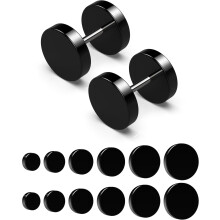 Faux Gauge Stud Earrings for Men & Women – 6 Pairs (5–10mm), 16G Surgical Steel Cheater Bars, Compatible with Ear Tunnels