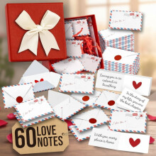 60 Mini Love Notes for Him & Her – Tiny Valentine's Cards Bulk, Cute Gifts for Boyfriend/Girlfriend, Blank Notes + Envelopes for