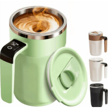 Mug à café auto-mélangeur – Mug magnétique rechargeable de 370 ml avec affichage de la température, acier inoxydable, compatible avec le