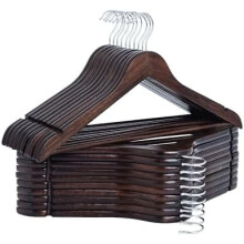 Lot de 20 cintres en bois, couleur noyer, pour manteaux, chemises, vestes, pantalons et costumes