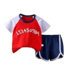 Toddler Summer Outfits Cute Printed Round Neck Short Sleeve Tops and Shorts Set Summer Clothes, Sizes 3M-5T,Red