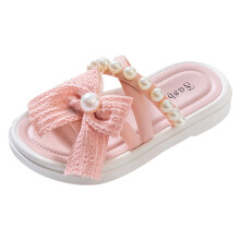 Ediodpoh Children Shoes Comfortable Soft Soled Slippers Fashionable Bow Tie Pearl Beach Sandals and Slippers Girls Slippers Pink_004 1