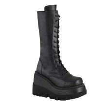 Plateau-Stiefel für Damen, modische Schnürstiefel mit dicker Sohle, große Größen, Plateau-Stiefel aus Kunstleder, US: 5,5 (36)