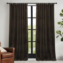 Brown Velvet Curtains Room Darkening Thermal 42x72 Inch 2