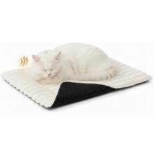 Self Warming Pet Mat with Soft Faux Rabbit Fur for Dogs and Cats, Washable Thermal Crate Pad