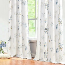 Blue Pattern Darkening Thermal Curtains, 63" L, Set of 2 Panels – Dark Navy & Chocolate Brown, Compatible with Standard Windows