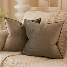 Lot de 2 housses de coussin carrées décoratives en velours ultra doux avec fermeture éclair, couleur unie, pour canapé, chambre ou voiture, 61 x