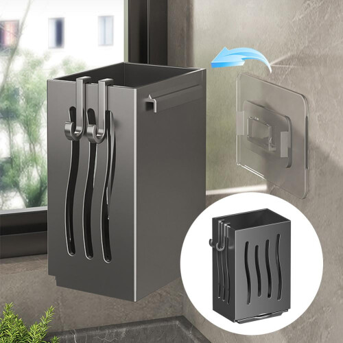 Kitchen Chopstick Holder Wall Mounted Perforation Drain Shelf Organizer