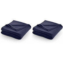 Superweiche Fleecedecke in King-Size – Leichte Ganzjahresdecke für Sofa, maschinenwaschbar, Marineblau (2er-Pack)
