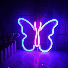LED-Neonreklame, Schmetterlings-Neonreklame, Nachtlicht, Wandleuchte, LED-Neonlampe, USB-Batteriebetrieben, LED-Neonlichtschild für Zuhause,