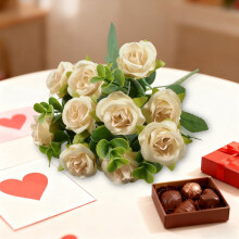 Bouquet de fleurs artificielles beige 30 cm