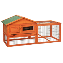KCT 5ft Wooden Rabbit Hutch with Run Pull Out Tray Lift Up Roof for Guinea Pig Bunny Ferret Small Animal Outdoor Large Cage 2 Tier House Enclosure