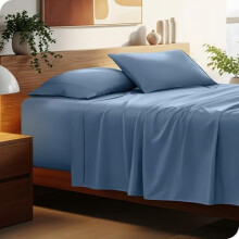 Tweepersoonslakenset (Twin XL), 56 cm diepe hoeslakens, 1800 Ultra-Soft Microfiber, dubbel geborsteld, 3-delig, Coronet Blue