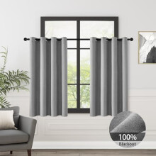 Rideaux occultants gris unis 100 % 52 x 54 pouces (132 x 137 cm), 2 panneaux, œillets, isolation thermique et phonique — Compatibles avec les