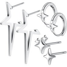 Sternohrring-Set im Gothic-Punk-Grunge-Stil, 3-teilig