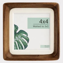 Handcrafted Solid Wood Picture Frame with Mat for Wall or Tabletop Display, Perfect for Photos and Artwork. (Walnut, 4"x4" matted to 2"x2")