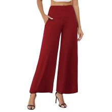 Women's Stretchy Wide Leg Palazzo Lounge Pants with Pockets Casual Comfy High Waist Palazzo Pants for Women Dressy