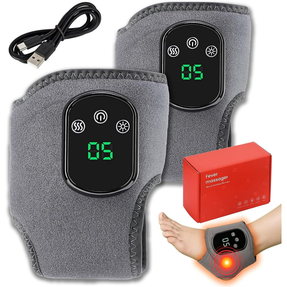 Electric Foot Massager with Heat, 3 Vibration Modes & 5 Heat Levels for Ankle Pain Relief, 30 Min Auto Shut-off for Home/Office Use