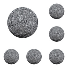 Conjunto de 8 esponjas de aço inoxidável com 12 cm de diâmetro.