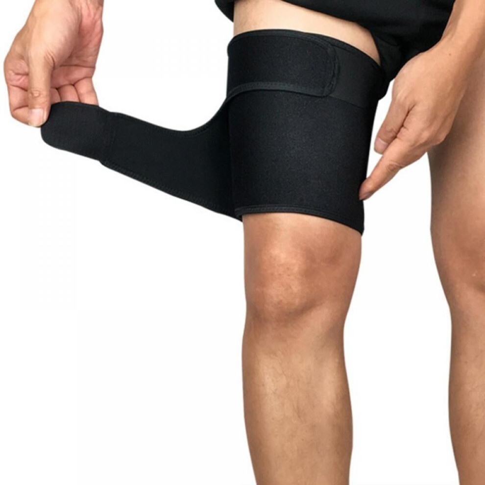 Black Adjustable Thigh Brace Support, Neoprene Hamstring/Quad Compression Sleeve For Men & Women Â Injury Recovery & Leg Slimming,