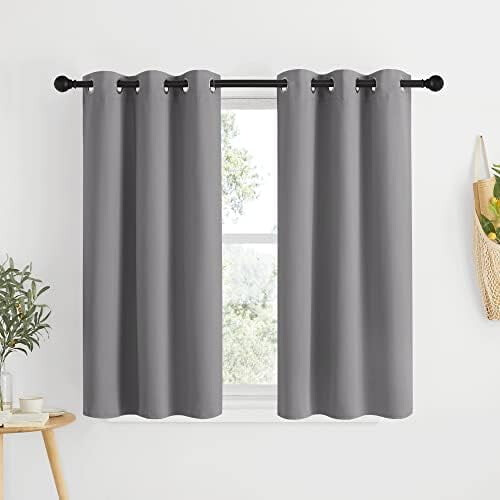 Silver Grey Blackout Curtain Panels Thermal Insulated
