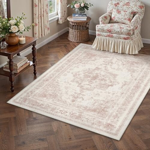 Πλενόμενο ροζ vintage χαλί boho 3x5ft