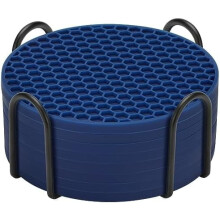 Silicone Coasters Set of 8 with Metal Holder