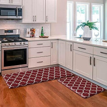 2-Pack 0.47" Anti-Fatigue Kitchen Mats, Waterproof Non-Skid PVC Rugs for Kitchen, Office, Sink – Red