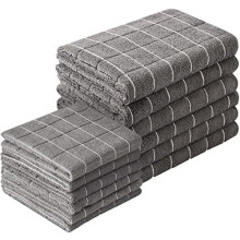 Mikrofaser-Küchenhandtücher und Geschirrtücher, 66 x 46 cm und 30 x 30 cm, 12er-Set, fusselfrei, Grau