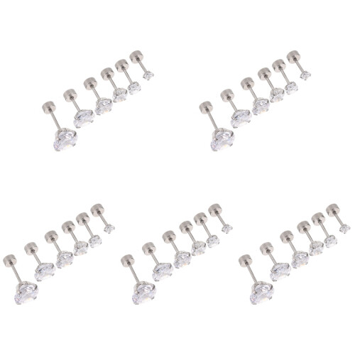 30Pièces Boucles D'oreilles Acier Inoxydable Argentées Chic 1