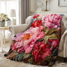 Peony Floral Flannel Blanket 150x200cm