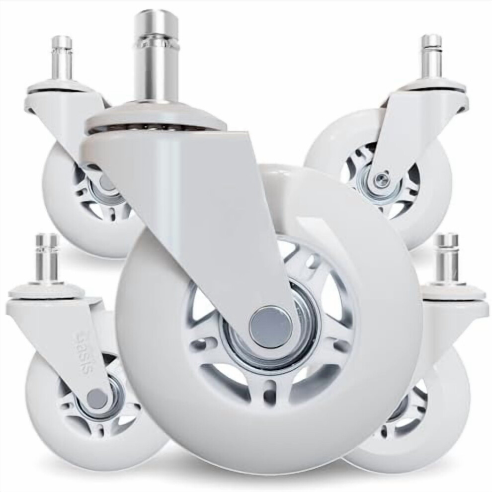White Polyurethane Office Chair Casters Â 5-Pack 9104899444646