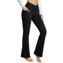 Calças de ioga flare para mulheres baixas, leggings femininas de cintura alta, elásticas, estilo bootcut, para ioga, treino, casuais e modernas,