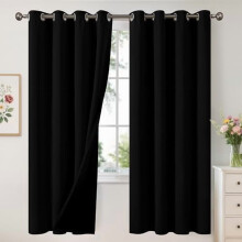 Cuirtíní Grommet Dubh 52x72 orlach 2 Phainéal