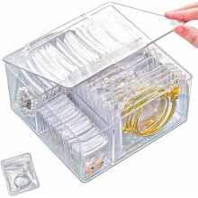 4-in-1 Acrylic Jewelry Organizer with 60 Anti-Tarnish Bags